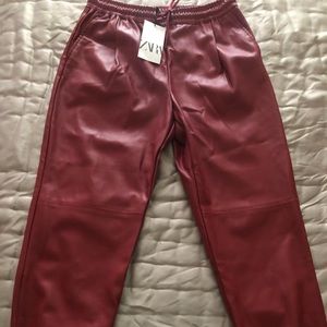 Zara faux leather joggers. Size medium. Loose fit. Never worn